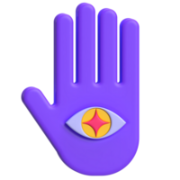 Purple Hand with Eye 3D Element png