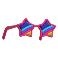 Estrela óculos com arco Iris 3d elemento png