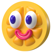 Orange with Cartoon Face 3D Element png