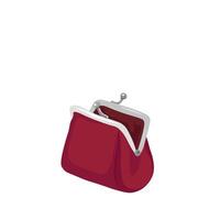 Red open retro wallet on white background, flat, isolate on white vector