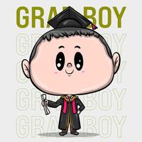 CHIBI CHARACTER GRAD BOY vector