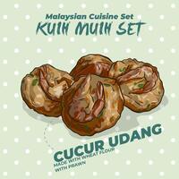 Malaysian Cuisine Set CUCUR UDANG vector