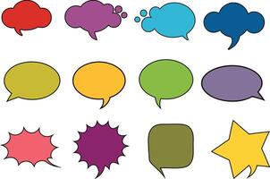 colorful speech bubble icon clip art set, bubble speech for design vector