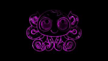 Neon frame effect, squid on black background video