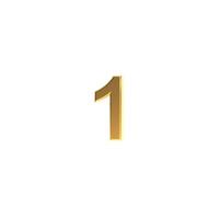 Golden number 1 sign, 3d gold number one symbol isolated on white background. photo