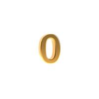 Golden number 0 sign, 3d gold number zero symbol isolated on white background. photo