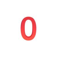 Number 0 sign, 3d red number zero symbol isolated on transparent background. photo