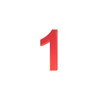 Number 1 sign, 3d red number one symbol isolated on white background. photo