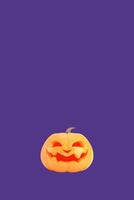 Jack o lantern isolated on purple color vertical background for halloween concept, 3d rendering illustration. photo