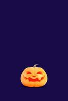 Jack o lantern isolated on purple color vertical background for halloween concept, 3d rendering illustration. photo