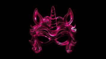 Neon frame effect, Magical Unicorn mask featuring a unicorn horn on black background video