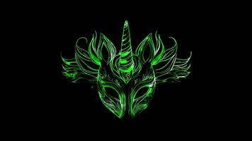 Neon frame effect, Magical Unicorn mask featuring a unicorn horn on black background video