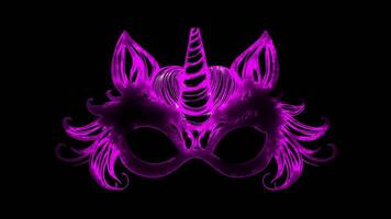 Neon frame effect, Magical Unicorn mask featuring a unicorn horn on black background video