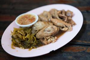 Stew, braised internal organs pork intestines. photo