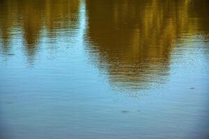 Closeup of the reflect and wave streak on the river background photo
