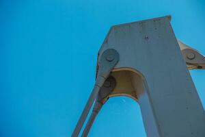 Bridge on river Nitra. Modern architecture. Design elements against the blue sky. photo