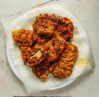 Fried beef chops close-up. Chopped beef meat in batter. photo