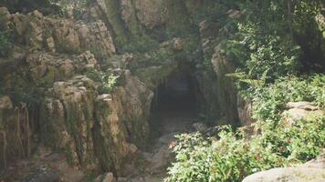 Majestic rocky landscape with lush greenery in a serene Indian setting video