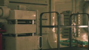 Laboratory equipment arranged in a secret bunker setting at night video