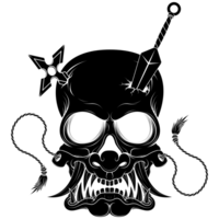 A skull with a sword and a dagger on it png