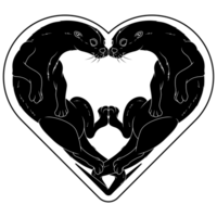 A heart shaped drawing of two cats png