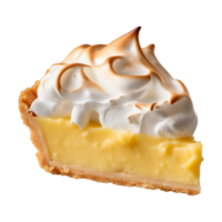 Slice of a lemon meringue pie isolated on transparent background png