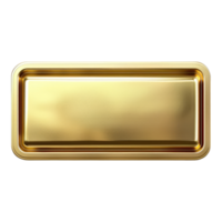Gold rectangle button with frame isolated on transparent background png