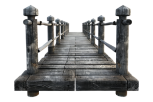 A wooden bridge with wooden posts and railings png