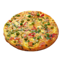 A round, flat, and cooked omelet with vegetables png
