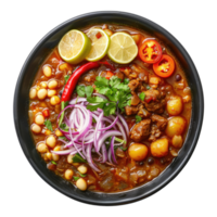 Chicken and bean stew with red onions and lime png