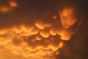 Dramatic sky with mammatus clouds phenomenon that rarely occurs photo