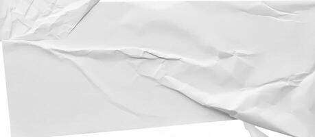 Close-up of a crumpled white paper texture with light creases, ideal for backgrounds or design projects. photo