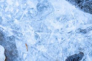 Detailed close-up of a frozen ice surface featuring intricate crystalline patterns, perfect for winter-themed backgrounds. photo