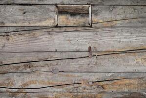 Close-up of aged, weathered wooden planks with visible grain and natural texture. photo