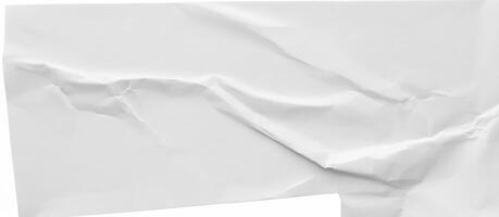 Close-up of a crumpled white paper texture with light creases, ideal for backgrounds or design projects. photo