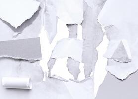 High-resolution white paper texture with torn edges, perfect for grunge and distressed backgrounds. photo