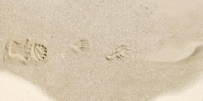 Close-up of a light beige sand texture, ideal as a natural background or surface pattern. photo