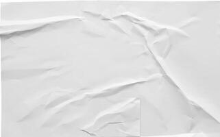 Crumpled white sheet of paper with folds and creases, isolated on a white background, ideal for design or texture use. photo