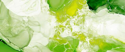 Abstract green and white marble texture with fluid ink swirls, perfect for creative backgrounds and design projects. photo