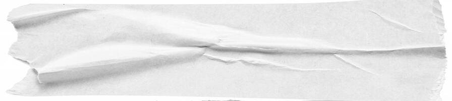 Torn white paper sheet with rough edges and soft folds, isolated on a white background, ideal for scrapbooking or design. photo
