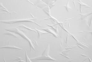 Abstract white paper texture with crumples and wrinkles, perfect for backgrounds or design elements. photo
