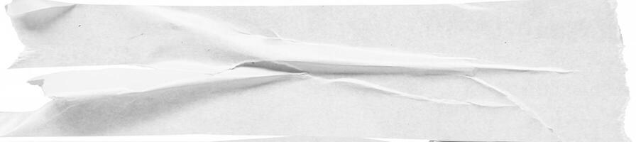 Torn white paper sheet with rough edges and soft folds, isolated on a white background, ideal for scrapbooking or design. photo