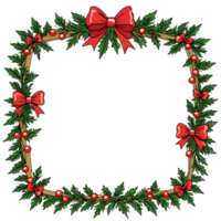 Festive Christmas Frame with Red Bows and Berries png