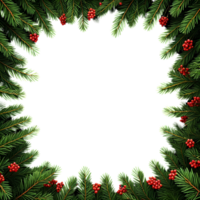 Holiday Frame with Pine and Red Berry Accents png