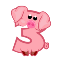 Cartoon number 3 like pink pig, figure Three. Cartoon of