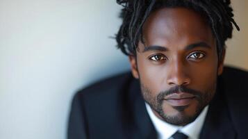 A charismatic man dressed sharply in a suit, reflecting confidence and charm photo