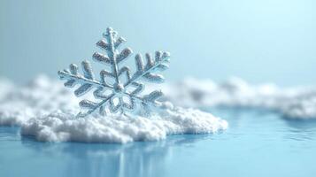 A delicate snowflake rests on fluffy clouds, creating a tranquil winter wonderland photo