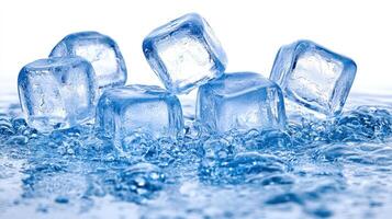 Ice cubes float in sparkling water, creating a refreshing vibe photo