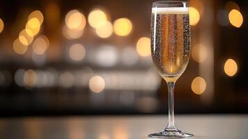 Sparkling champagne in an elegant flute captures the festive atmosphere of celebration photo