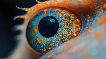 Witness the dazzling hues of a gecko's eye illuminated by soft natural light photo